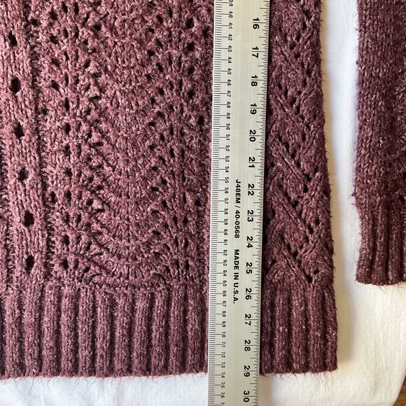 Maurices Women Long Sleeve Crewneck Knit Long Blouse size XS, Wine Purple - Picture 4 of 8